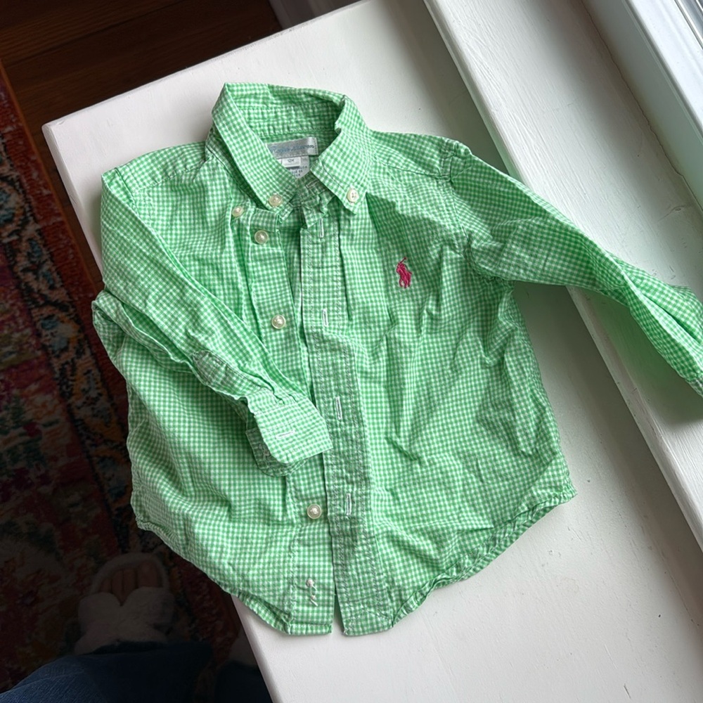 Ralph Lauren 12M button down shirt green